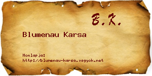 Blumenau Karsa névjegykártya